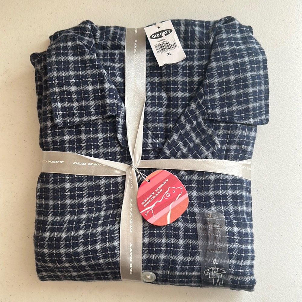 Old Navy, Blue Plaid, 2 pc Pj’s, Size XL